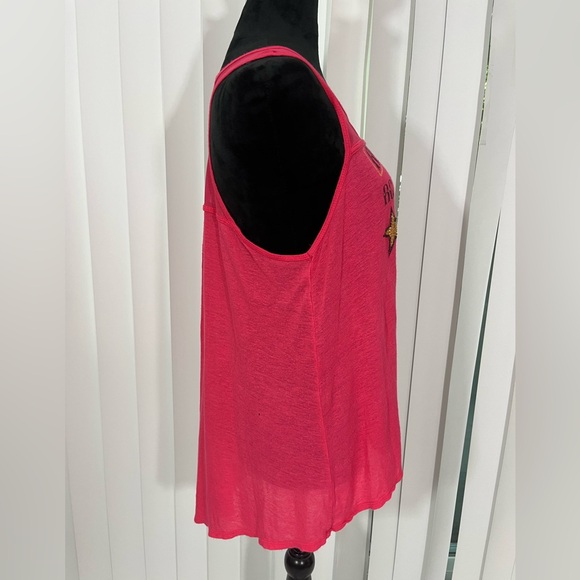 📍AFFLICTION Y2K Black Label Skull Print Lightweight Tank Top Racer Back Pink L - Picture 4 of 8